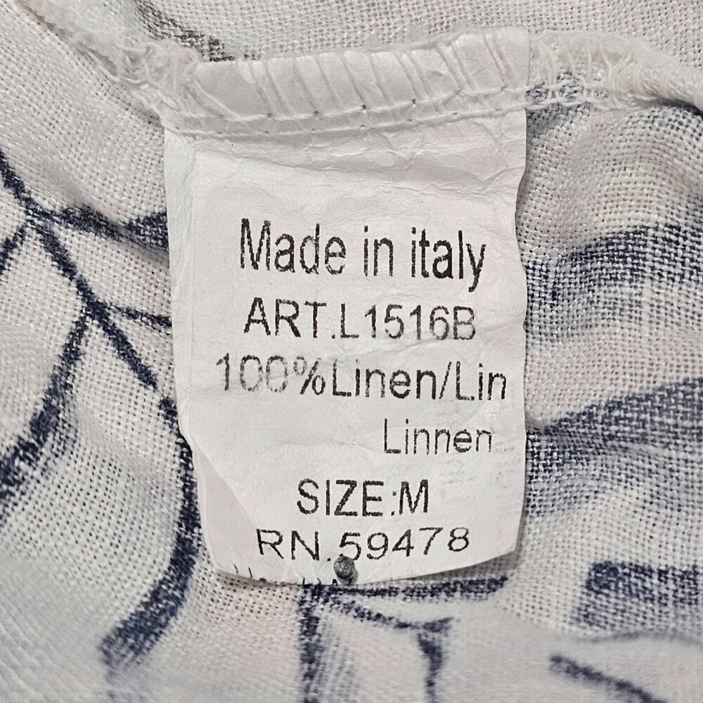 Lungo L'arno Tropical Sun Dress Women Size M White Linen - Picture 9 of 14